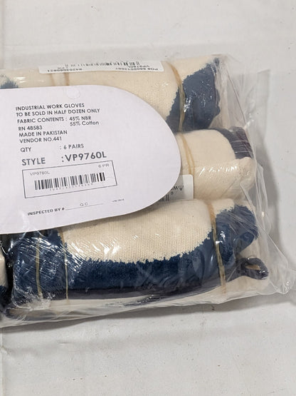 MCR SAFETY Gloves, Predator Supported Nitrile Palm Coated, Sz L Qty 6 VP9760L