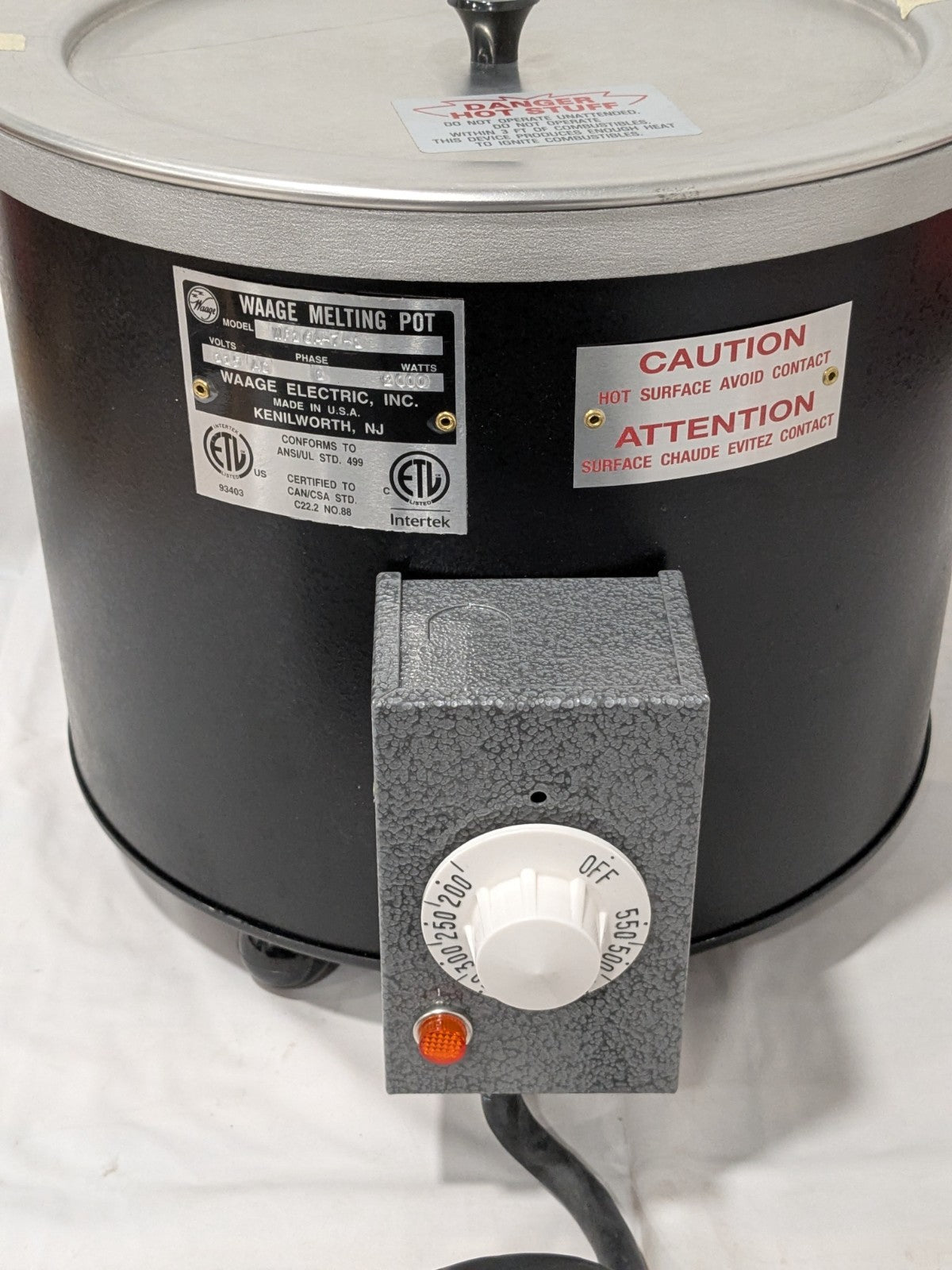 WAAGE 2 Gal Dip Coat Pot 6" Deep, 200 to 550°F, 10-1/2" ID, 115 Volts WP16A-7-1