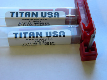 TITAN USA Square End Mill 0.141'' LOC 1/2'' OAL 2 Flutes Sol