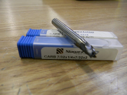 Niagara SC Sq End Mill 7/32" 7/32" LOC 1/4" Shk Diam 2" OAL 4 FL Qty 2 03084009