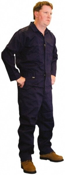 Stanco Flame Resistant Coverall: Sz XL, Indura Ultra Soft Navy Blue FRI-681NB-XL