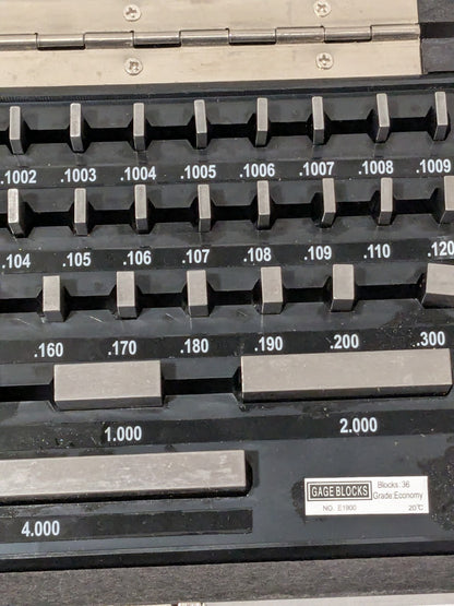 IMGAGES Gage Block Set: 0.05 to 4'' Range, 36 Pc, Economy Grade, Steel 630-4105