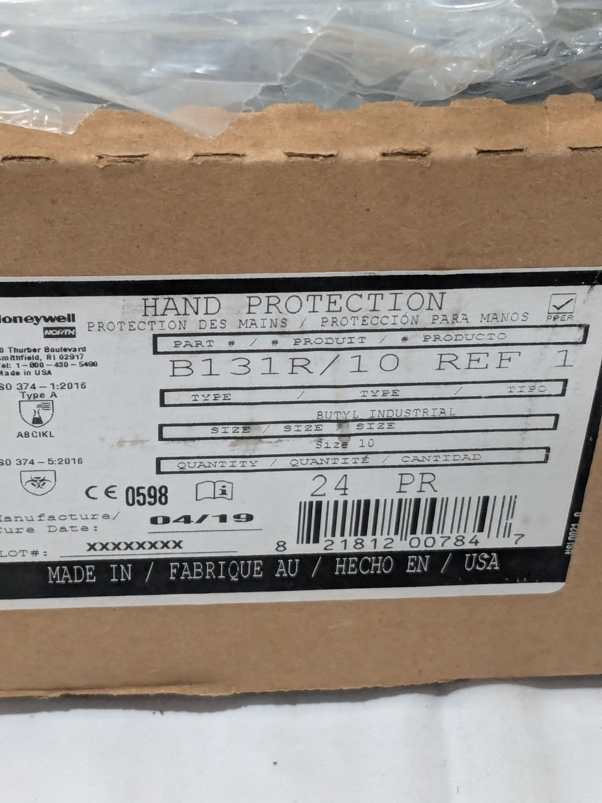 Honeywell Hand Protection North Butyl Glove Size XL  Qty 24 Pairs B131R/10