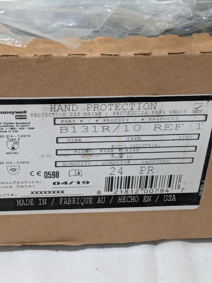 Honeywell Hand Protection North Butyl Glove Size XL  Qty 24 Pairs B131R/10