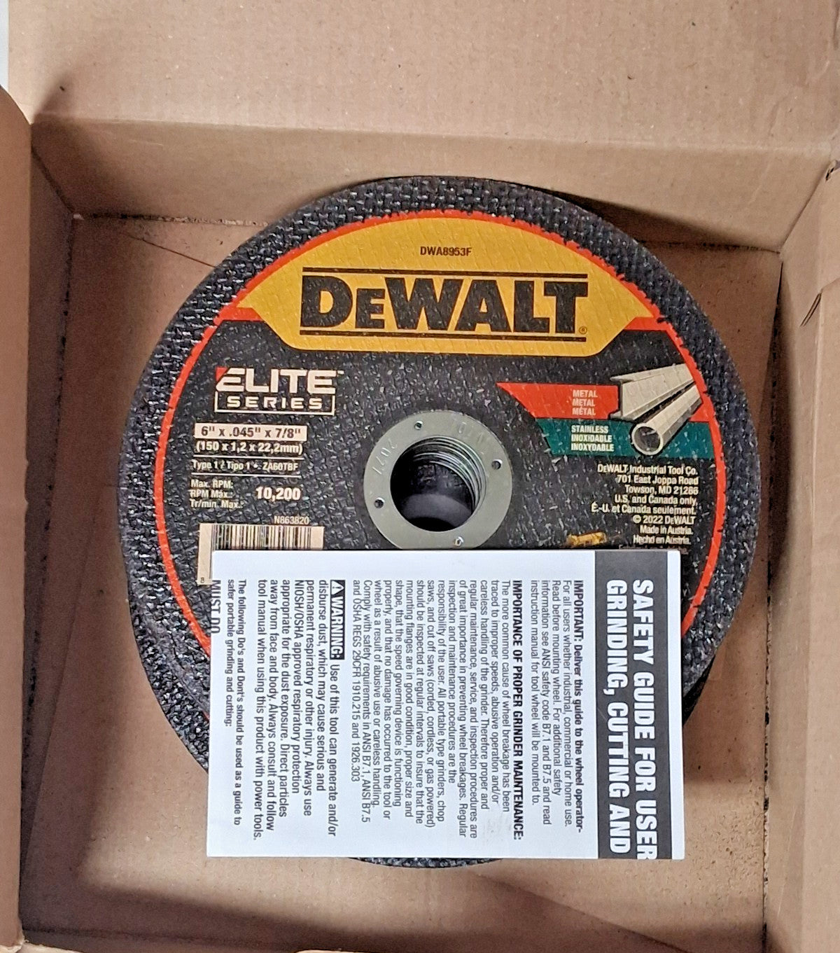 DeWALT Ceramic Cutoff Wheels Type 1 6"D 0.0450" Th 7/8"H QTY 17 DWA8953F