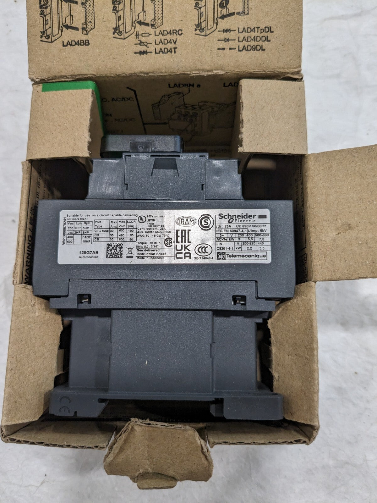 SCHNEIDER ELECTRIC IEC Contactor: 4 Poles, NC & NO LC1D128G7