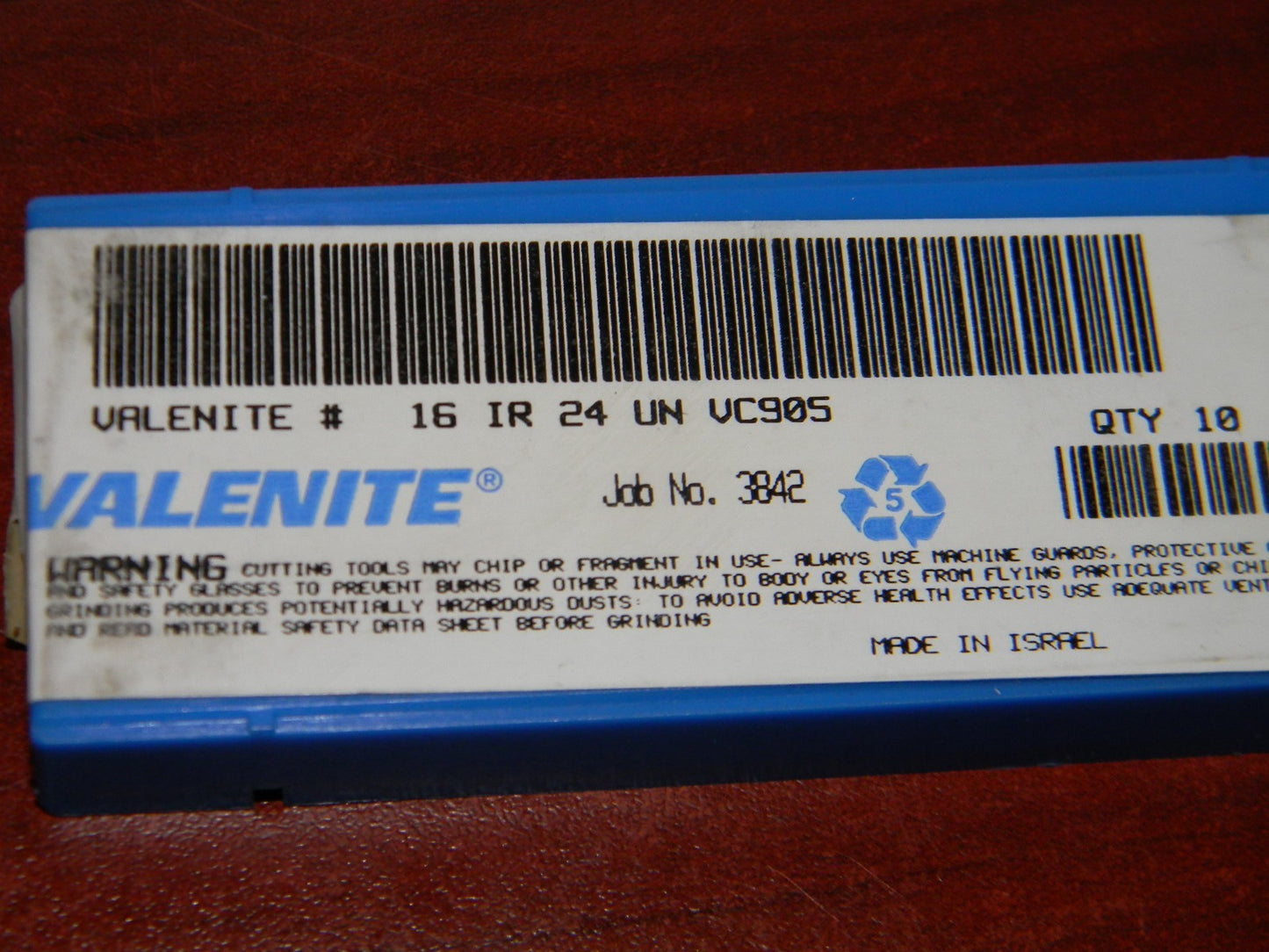 Valenite 16IR24UN VC905 Carbide Inserts, QTY 10