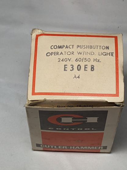 CUTLER HAMMER COMPACT PUSHBUTTON OPERATOR W/IND LIGHT 240V 60HZ E30EB