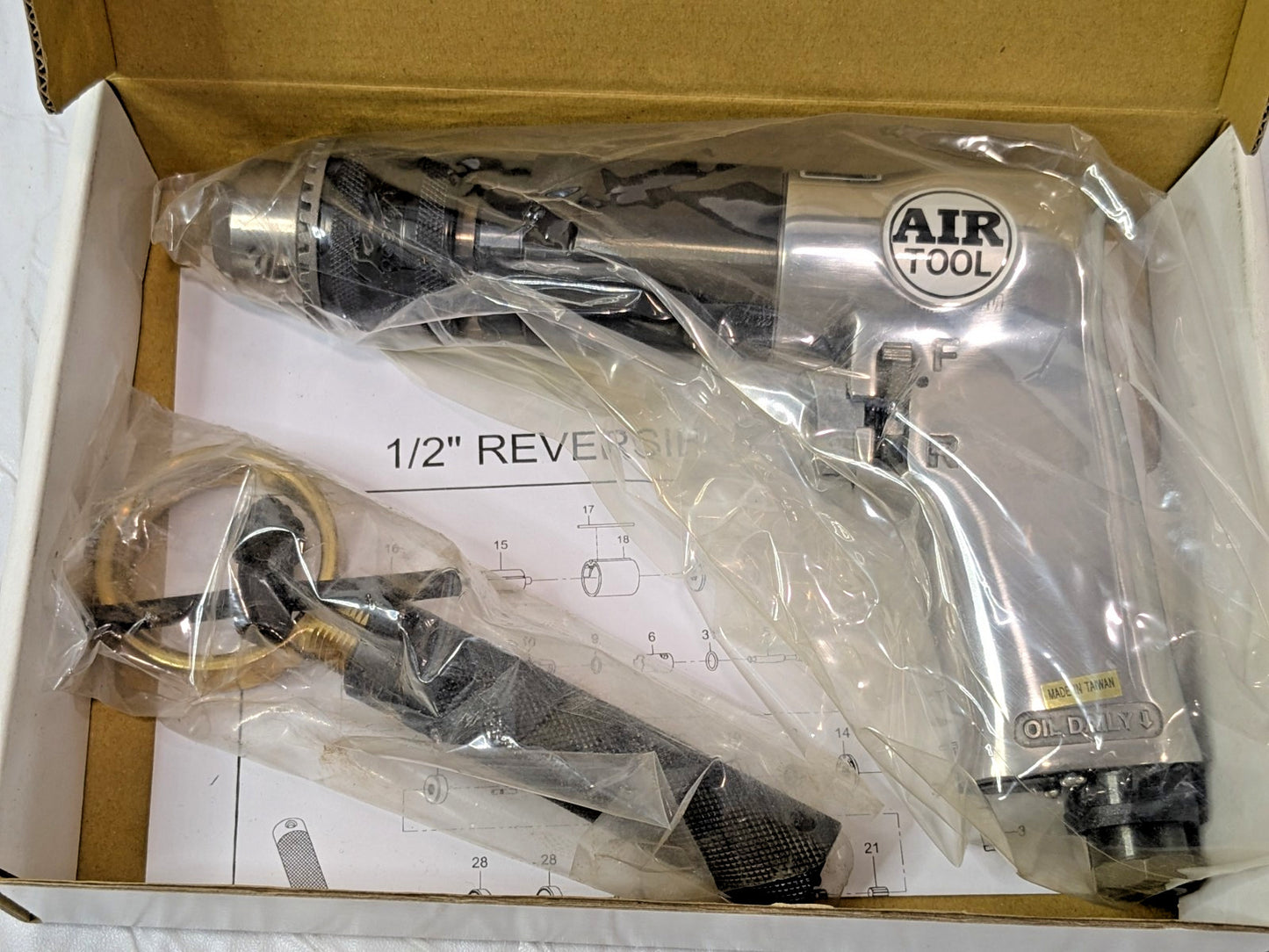 1/2" Pneumatic Reversible Air Drill Pistol Grip 800 RPM SM-704