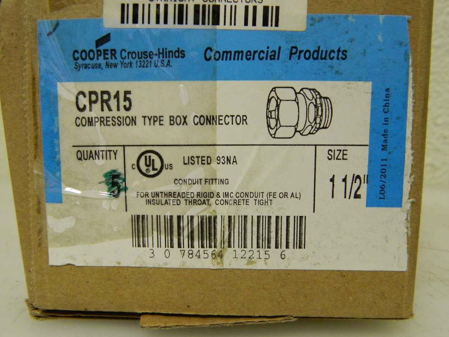 Cooper Straight Compression Rigid Intermediate Connector 1-1/2" Trade CPR15