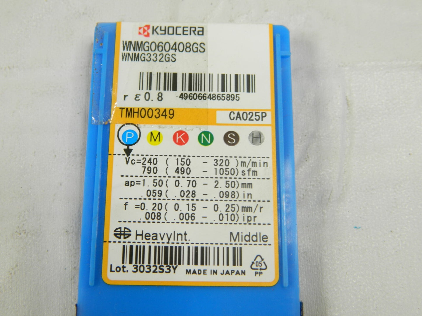 KYOCERA Turning Insert: WNMG332GSCA025P, Solid Carbide Qty 6 TMH00349