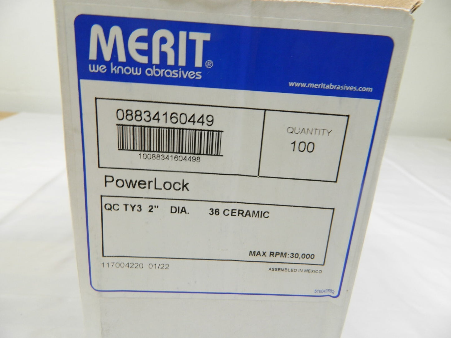 Norton 2 Merit CA TR (Type III) Quick-Change Discs 36 Grit Qty 100 08834160449