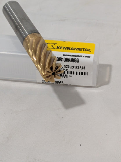 Kennametal Corner Radius End Mill: 1/2" Dia, 1" LOC, 8 FL 7102434