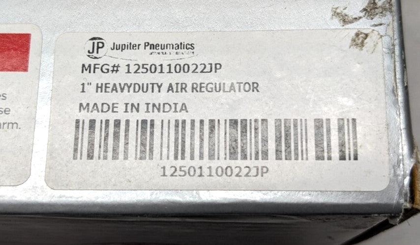 Jupiter Pneumatics   Air Regulator Heavy Duty  1" NPT 220psi Max    1250110