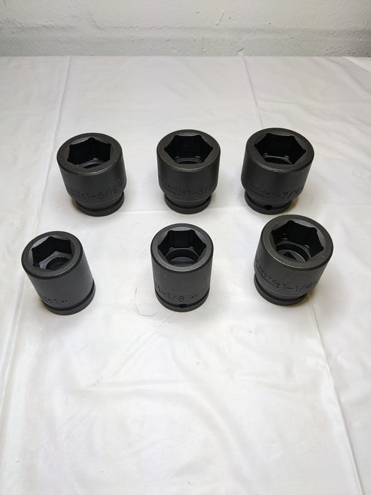 PROTO Deep Impact & Standard Socket Set: 6 Pc 1 to 1-1/2″ J73103 INCOMPLETE