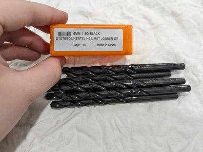 HERTEL Jobber Drill 8pk: 6.00 mm Dia, 118 deg Point HSS C.402.0600