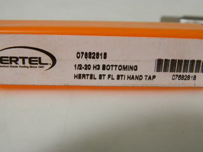 Hertel HSS Hand STI Tap 1/2-20 UNF H3 4 Flute Bottoming Chamfer Qty 2 07682818
