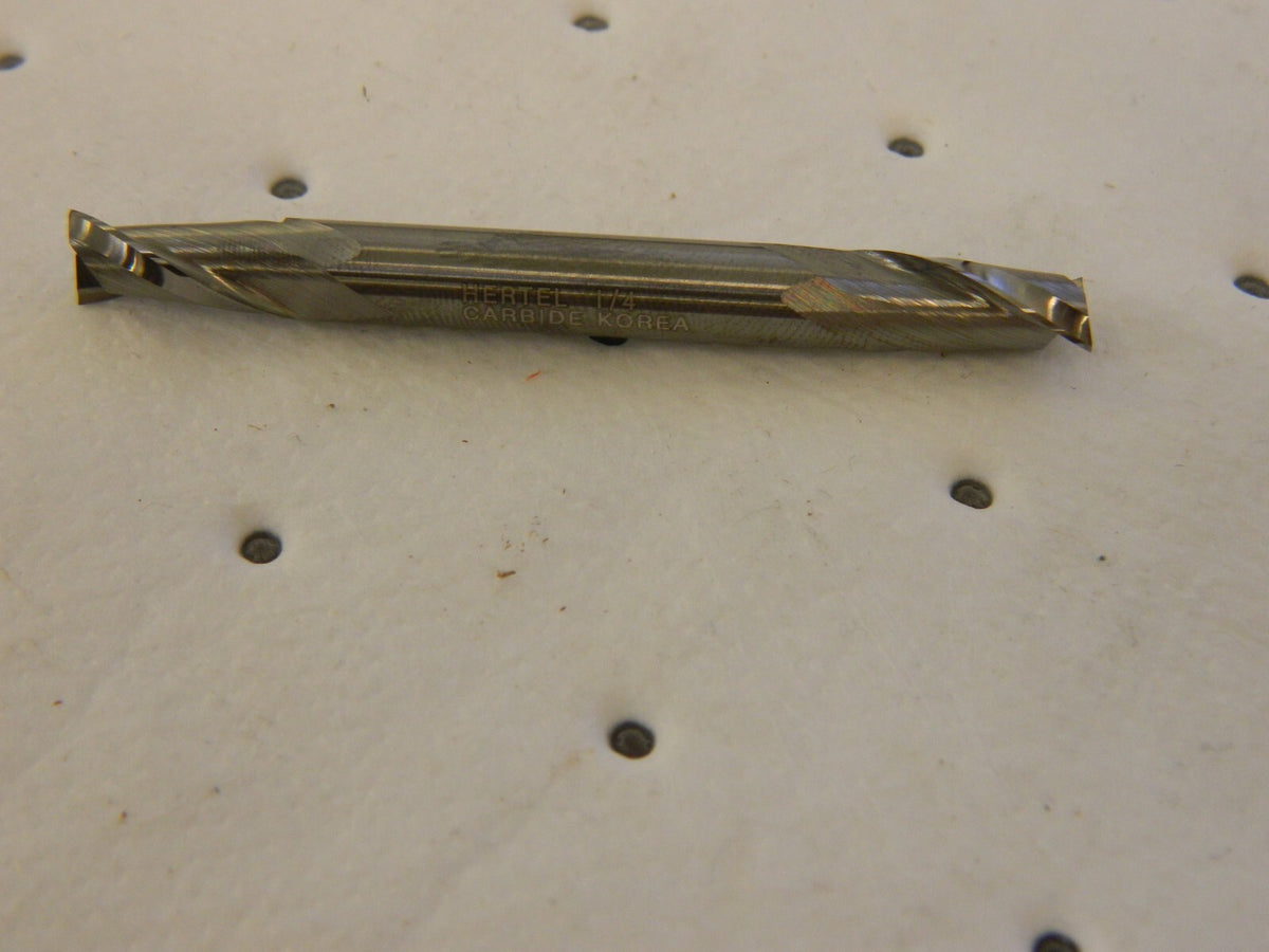HERTEL Square End Mill: 1/4 Dia, 1/2 LOC, 2 Flutes, Solid Carbide E5022016