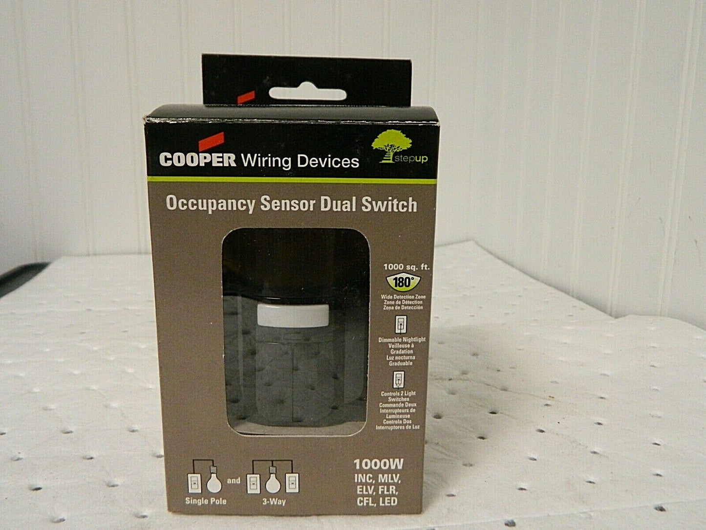 Cooper Infrared Occupancy Sensor Dual Switch 1,000 Sq Ft. Coverage OS310R-BK