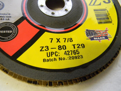 CGW Alumina Flap Disc 7" x 5/8-11 Threaded Hole Coated Zirconia QTY 5 42765