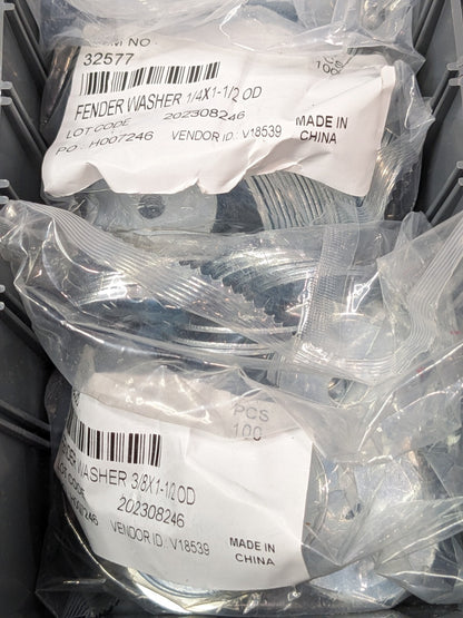 1450 Piece Fender Washers No 6 - 3/8" Diameter 8539