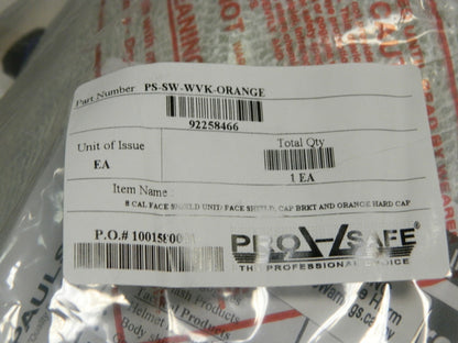 PRO-SAFE Face Shield &amp; Headgear Set Nylon Orange Ratchet Adjustment SW-WVK-O