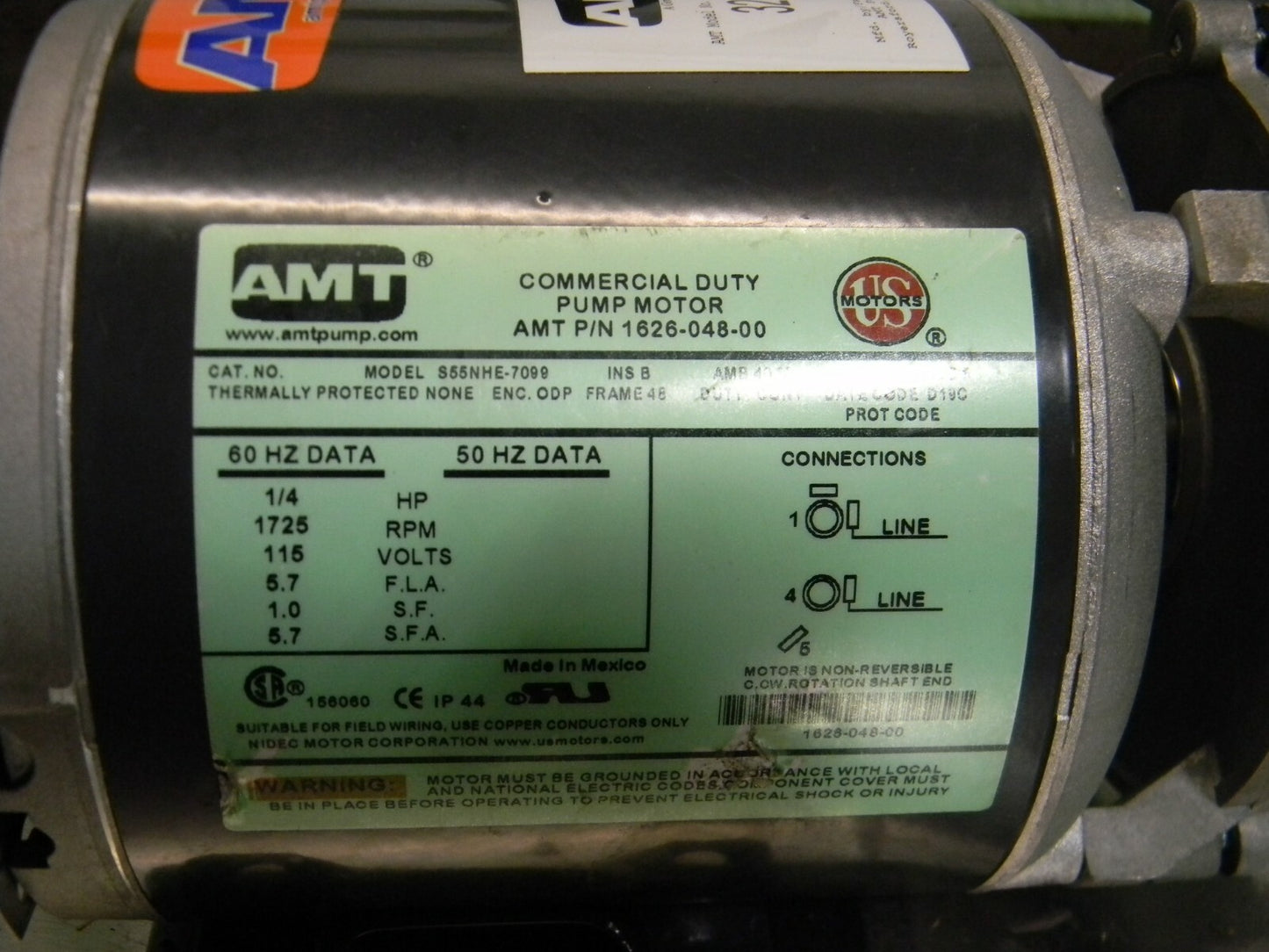 AMT General Purpose Laundry Tray Pump 1-1/4" NPT 1/4 HP 115v 3201-96 Defect