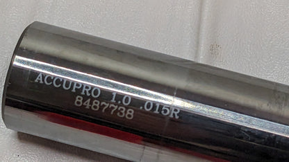 Accupro Carbide Corner Radius End AlTiN 1" X 1" X 2" X 6" 0.015R 4FL 8487738