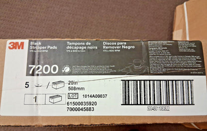 3M Black Stripper Pads QTY5 7200 510 mm x 82 mm 20 in 7000045883