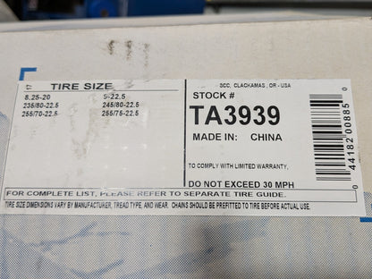 Set of 2 Peerless Chain Dual Axle Tire Chains for 8.25" x 20" / 9" x 22.5" Tires