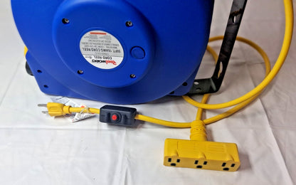 REELWORKS 50' Cord &amp; Cable Reel 16 AWG, Long, Outlet End CR605153S4