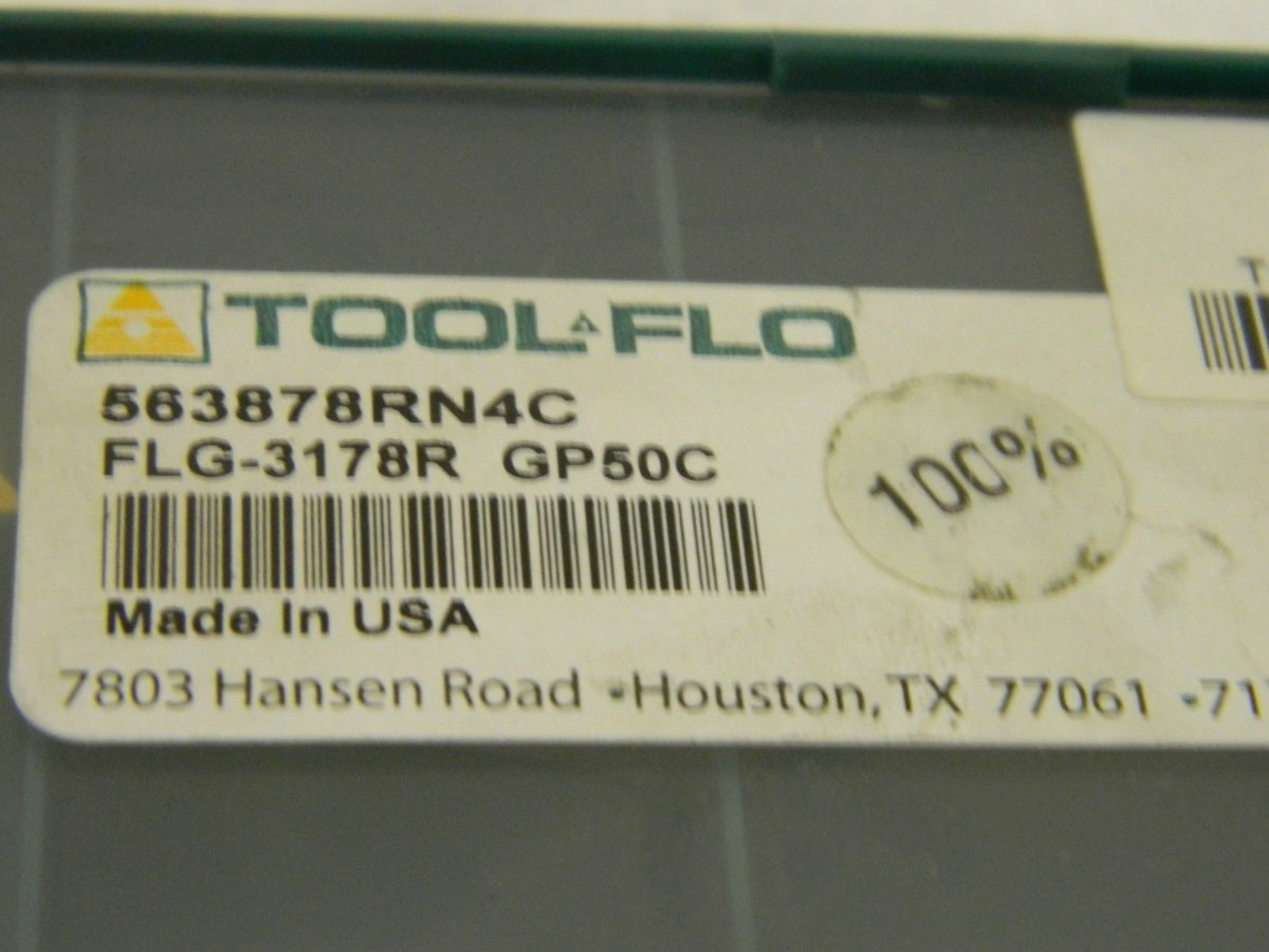 Tool-Flo FLG-3178R GP50C Carbide Grooving Inserts QTY 3  563878RN4C