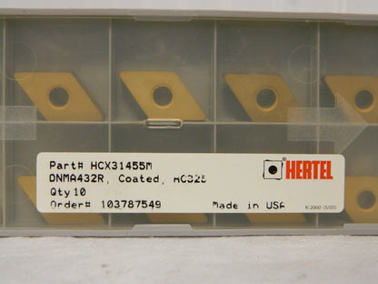 Hertel Carbide Turning Inserts DNMA432R Grade-HC325 Qty 10 HCX31455M