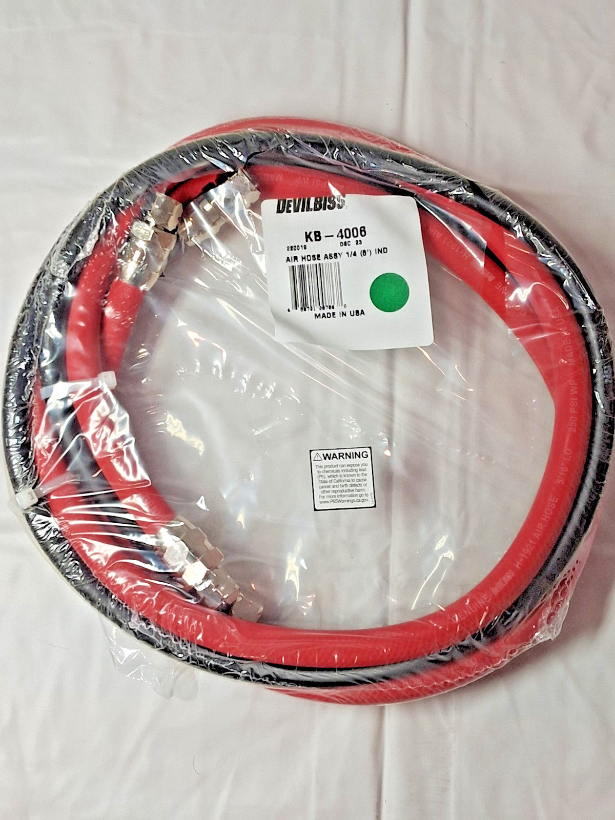 DeVilbiss 6ft Air Fluid Hose Assembly For KBII Pressure Cup 1 PC KB-4006