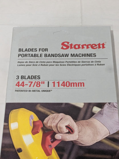3PK Starrett Portable Bandsaw Blade: 3' 8-7/8" L, 1/2" W, 0.02" T, 18 TPI 14602