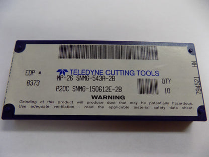 Teledyne Cutting Tools Snmg-150612e-b P20c  Carbide Inserts QTY 10 08373