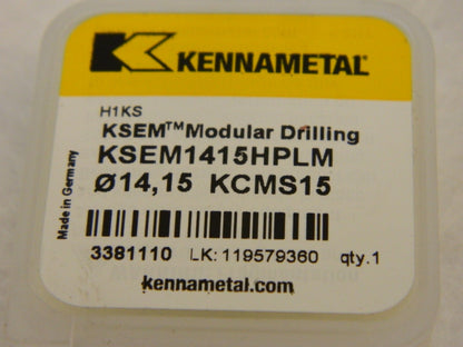 KENNAMETAL KSEM1415HPLM KC7320 Carbide Replaceable Tip Drill 3381110
