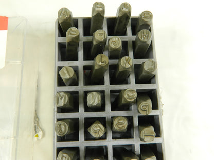 C.H. HANSON 27 Piece, 1/4 Character Steel Stamp Set DAMAGED CASE 20300