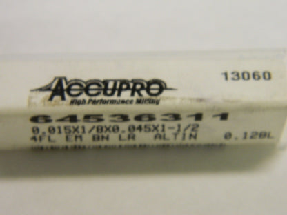 Accupro Ball End Mill 0.0150" x 0.0450" 4FL Solid Carbide 64536311