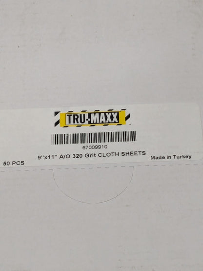 (50) Tru-Maxx Sanding Sheet 9" Wide x 11" OAL, 320 Grit, Aluminum Oxide 67009910