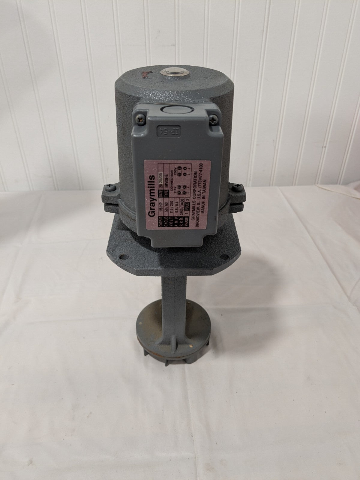 Graymills 115/230V 1 Phase Replacement Immersion Coolant Pump 10 GPM IMV08-E