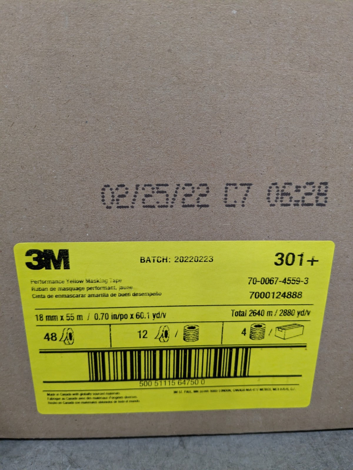 3M Masking Tape: 18 mm Wide, 60 yd Long, 6.3 mil Thick Case of 48 7000124888