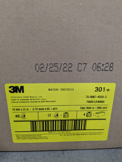 3M Masking Tape: 18 mm Wide, 60 yd Long, 6.3 mil Thick Case of 48 7000124888