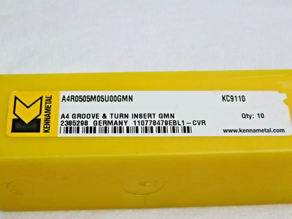 Kennametal Carbide Grooving Inserts A4R0505M05U00GMN Grade KC9110 Qty 10 2385298