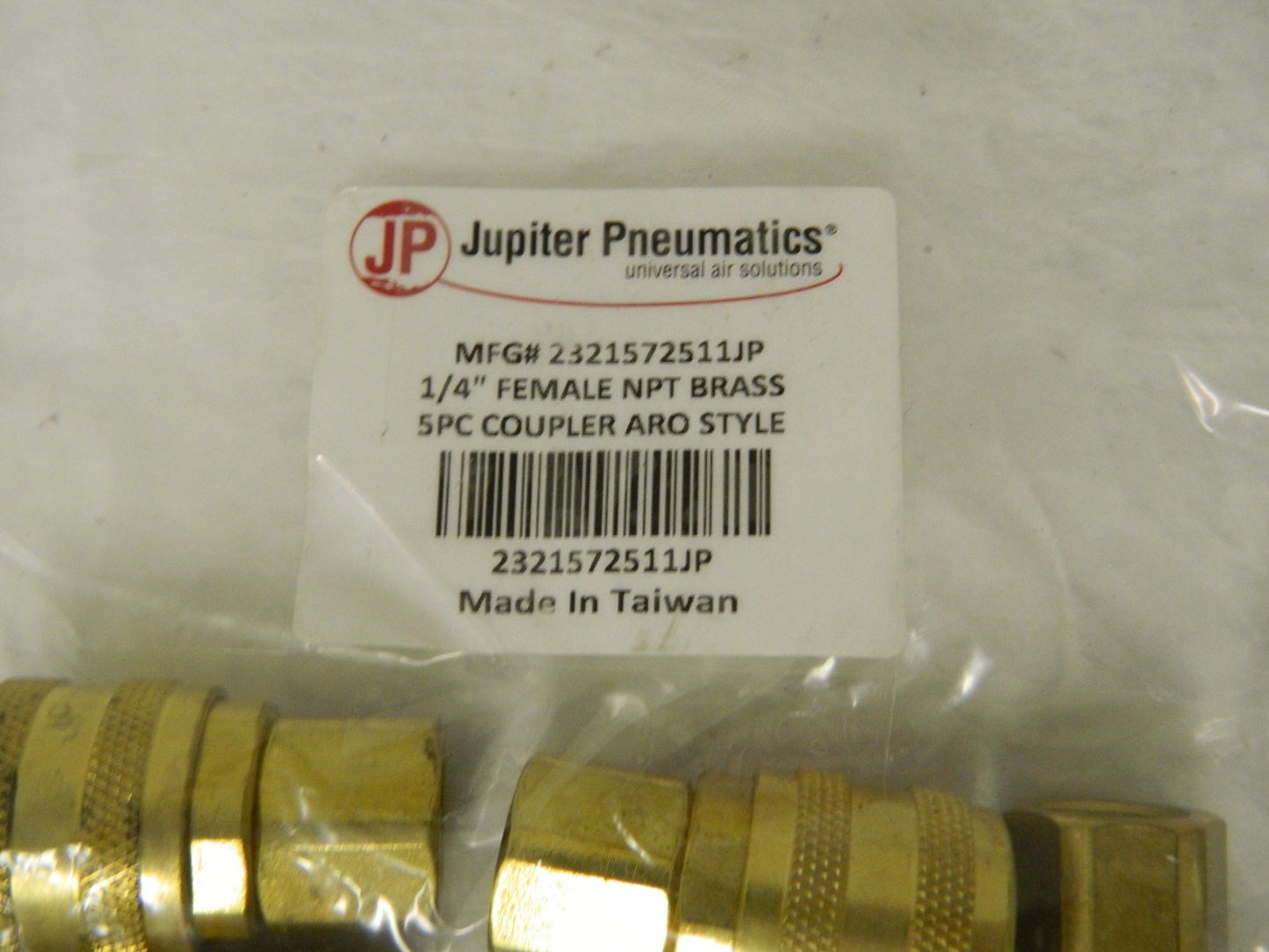 Jupiter Pneumatics Coupling Plug Set 5 Pc 1/4" Body 1/4 NPT 145 psi 2321572511JP