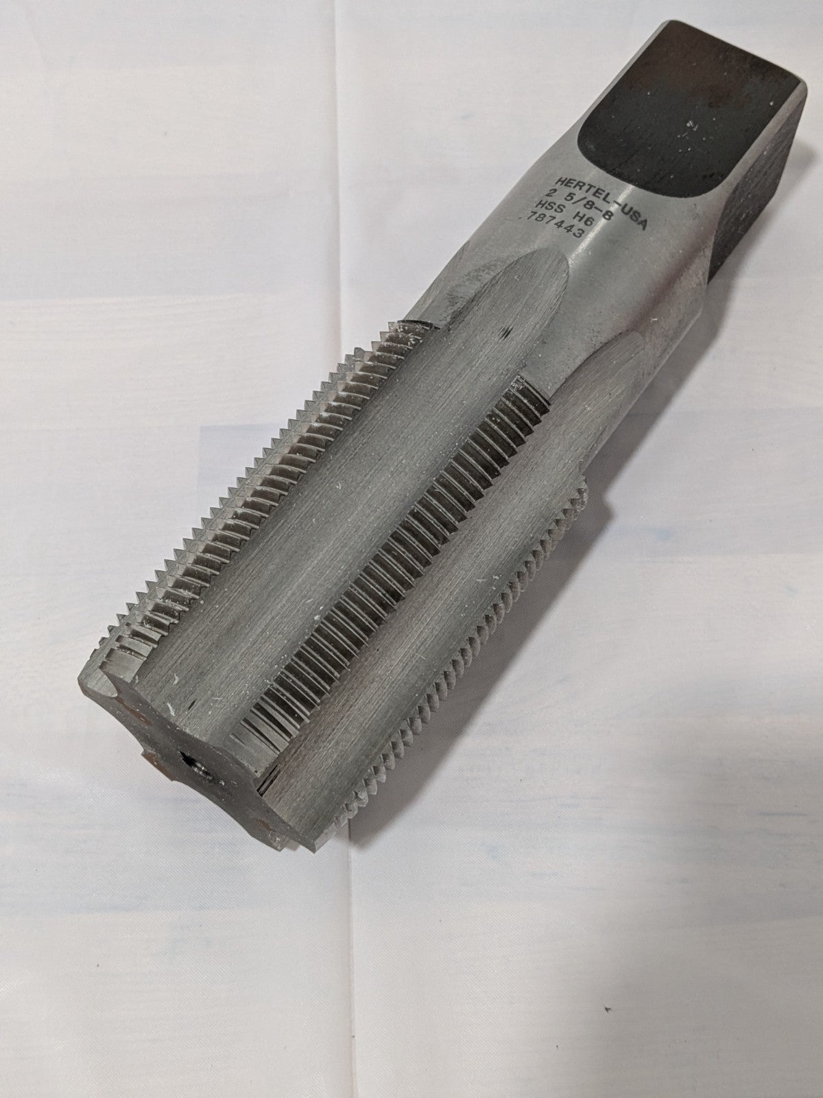 HERTEL Straight Flute Tap: 2-5/8-8 UNS, 6 Flutes, Plug Chamfer HSS 87042