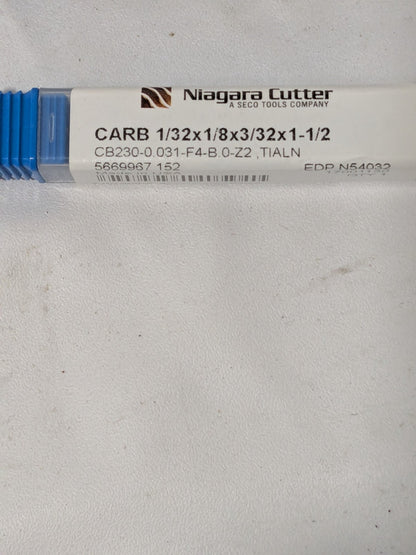 Niagara Ball End Mill: 1/32" Dia, 3/32" LOC, 2 FL, 1-1/2" OAL Qty