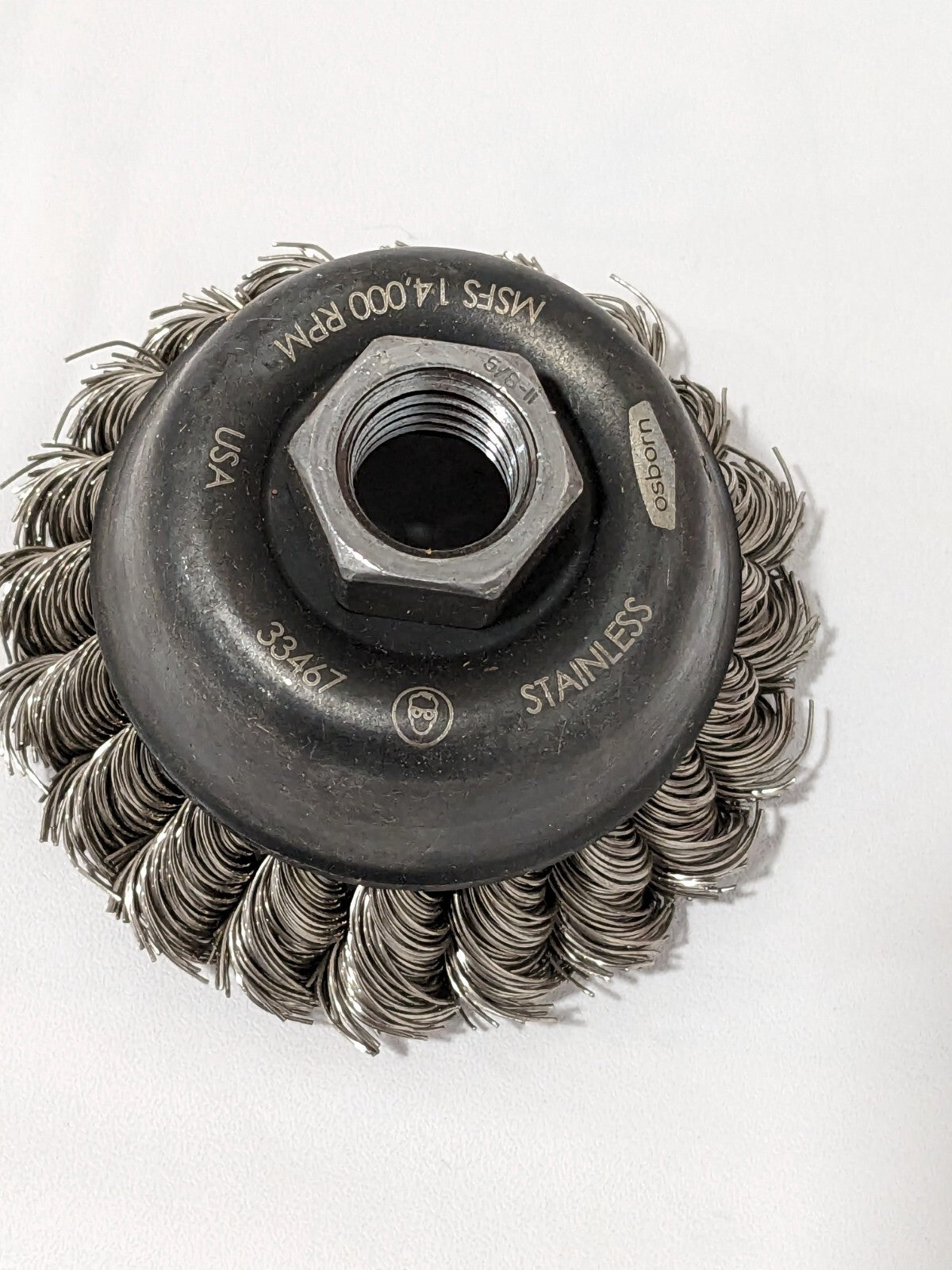 OSBORN Cup Brush 2-3/4" Dia, 0.02" Wire Dia, Stainless Steel, Knotted 0003346700