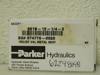 Parker Relief Valve 1/4" Inlet 1-11/16" Wide 3-3/4" High 631B-12-