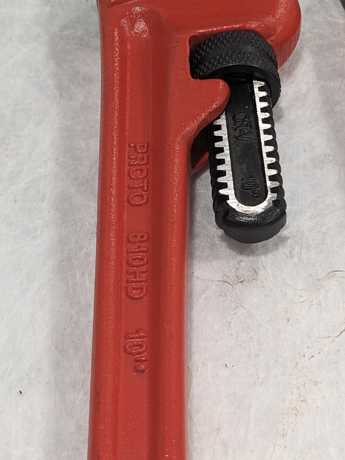 PROTO Straight Pipe Wrench: 10" OAL, Steel Qty 2 J810HD
